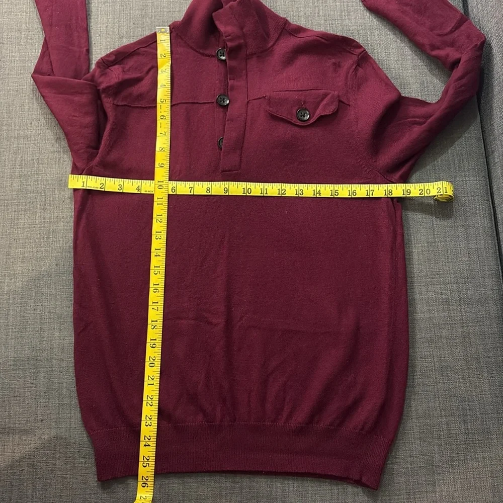 Banana Republic Button Zipper Mock Sweater Small 100% Merino Extra Fine Wool